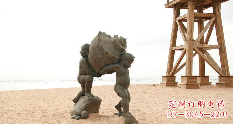 内江抬着海螺的小男孩景观雕塑