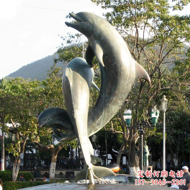内江海豚公园铜雕景观动物雕塑