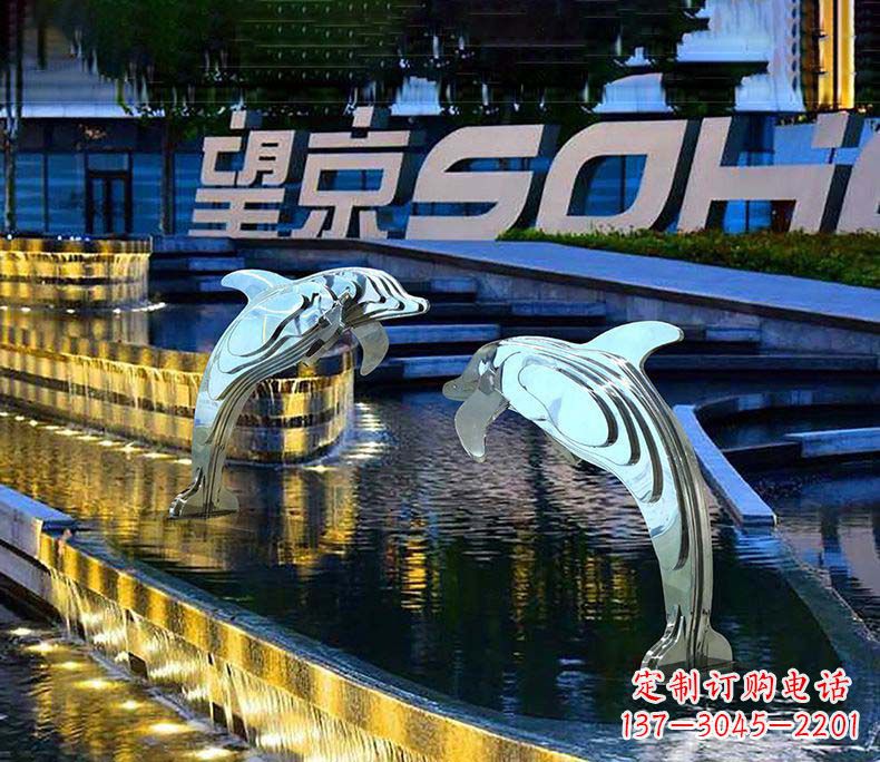 内江可爱海豚不锈钢雕塑