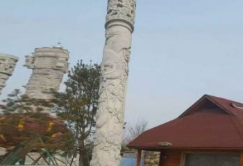 内江迎宾龙柱石雕——大理石景观雕刻精美艺术品