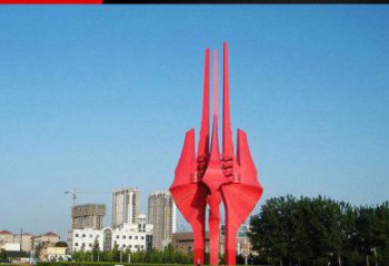 内江中领雕塑红色不锈钢树叶雕塑