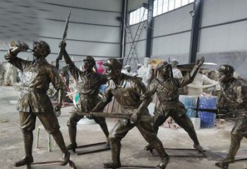 内江广场铜雕解放军人人物雕塑
