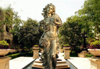内江华丽蓬勃的铜雕女神像