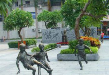 内江匠心细作，精致铜雕足球小孩
