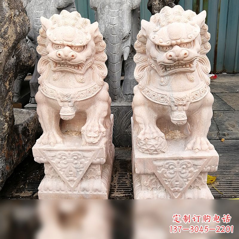 内江汉白玉狮子雕塑,独特雕刻,展现狮子雄势