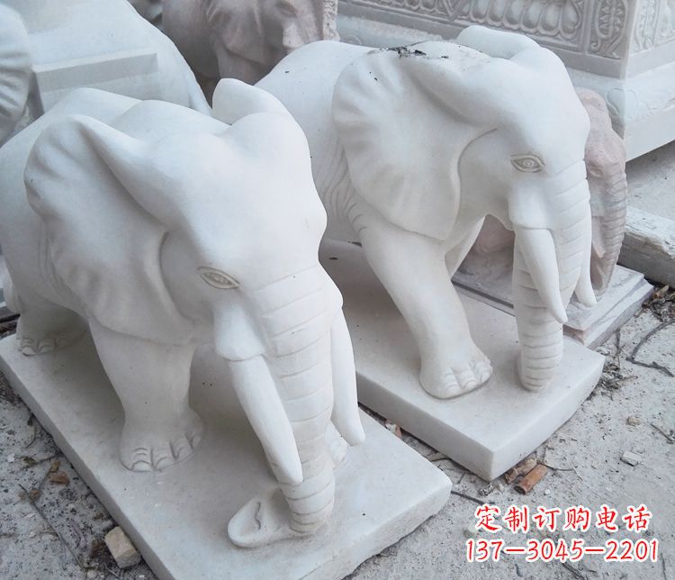 内江艺术精品-汉白玉动物大象雕塑