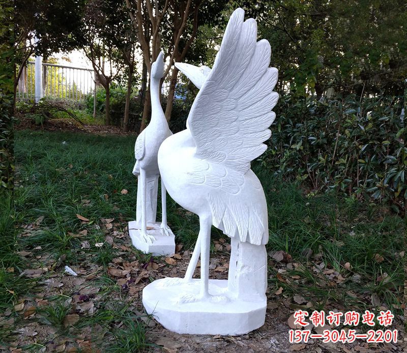 内江汉白玉丹顶鹤公园石雕