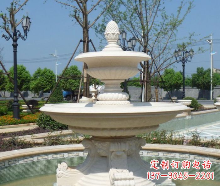 内江全新款白玉多层喷泉雕塑