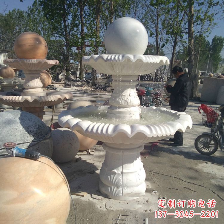 内江汉白玉风水球,高端定制雕塑