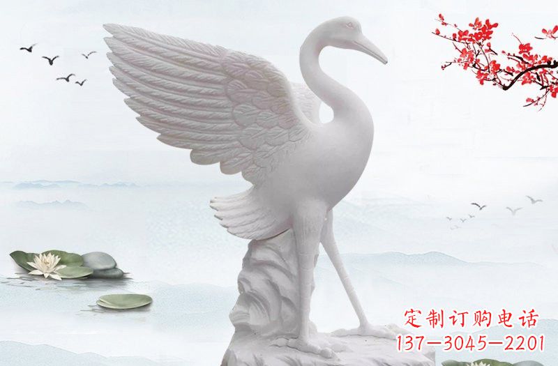 内江开启一段神奇变化之旅——汉白玉仙鹤雕塑
