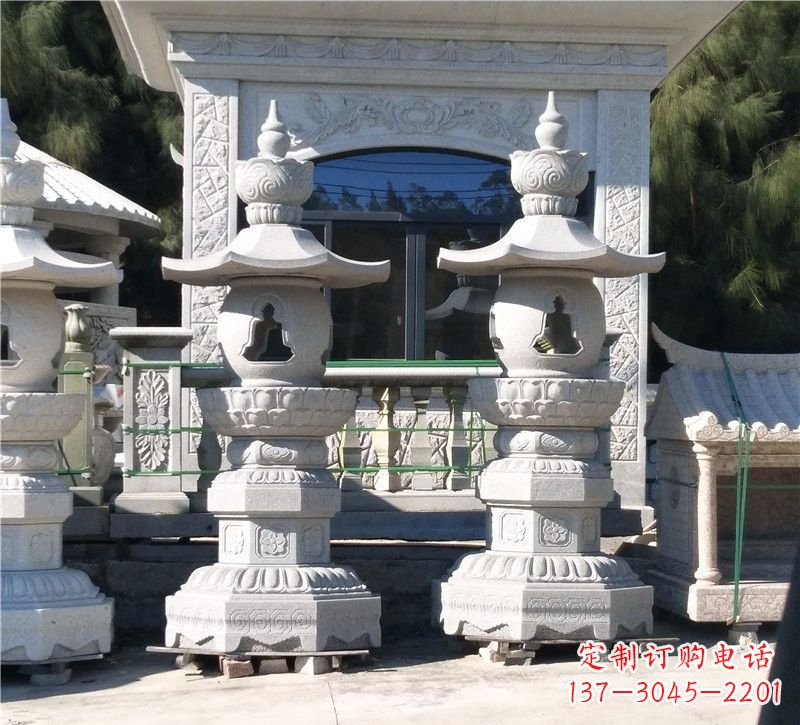 内江汉白玉公园灯笼雕塑