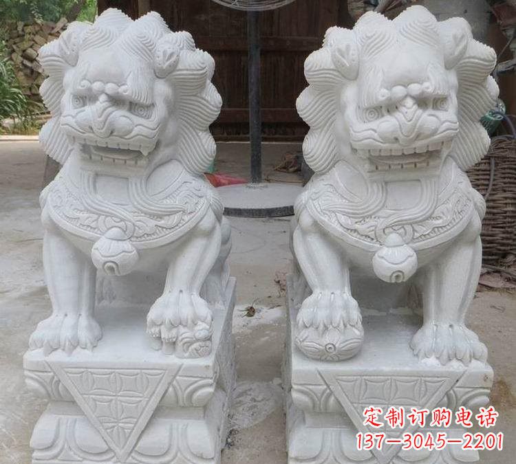 内江汉白玉精美狮子雕塑