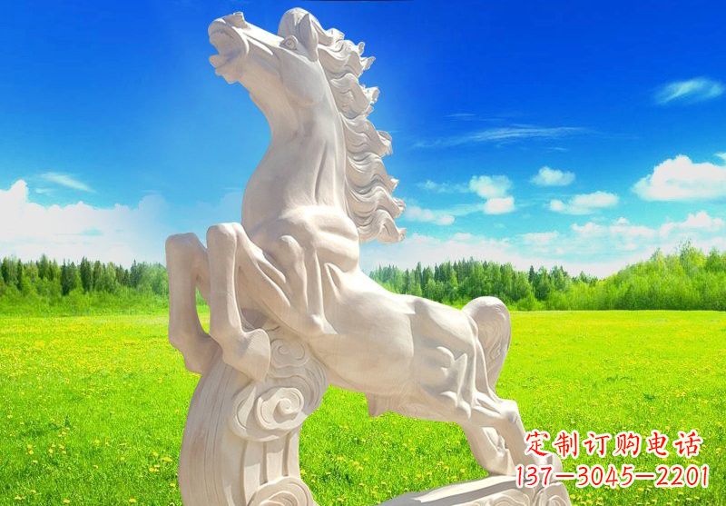内江古典精美的汉白玉奔马石雕