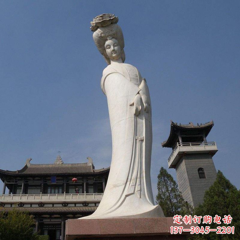 内江汉白玉贵妃石雕像-精美绝伦的杨玉环雕像