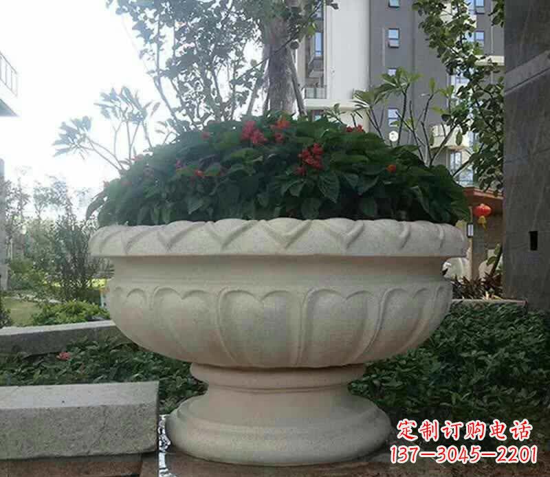 内江传承艺术美学的汉白玉花盆雕塑