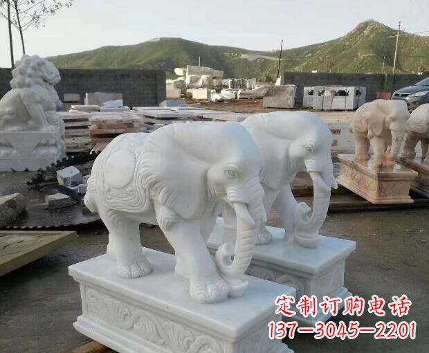 内江高雅大气的汉白玉吉祥大象门口雕塑
