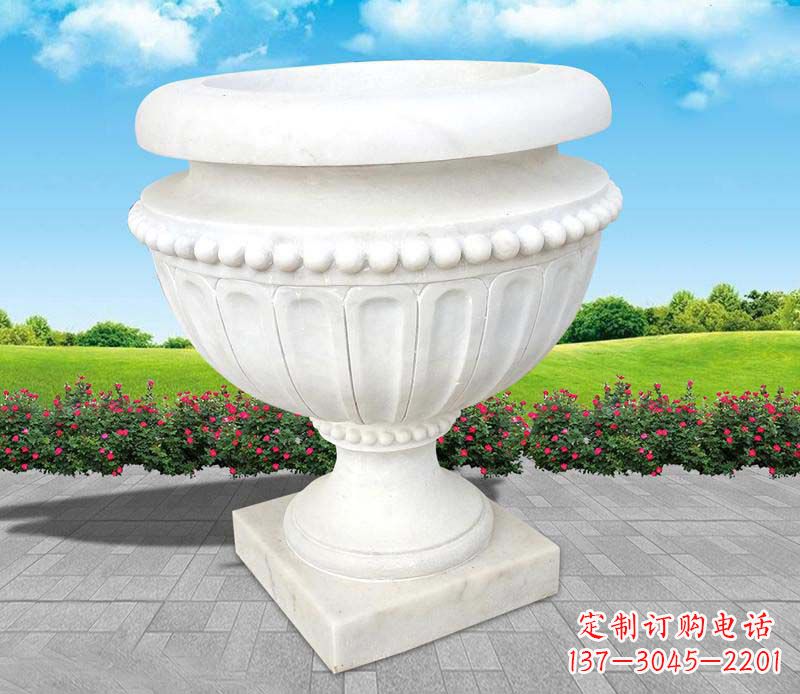 内江汉白玉景观花盆雕塑