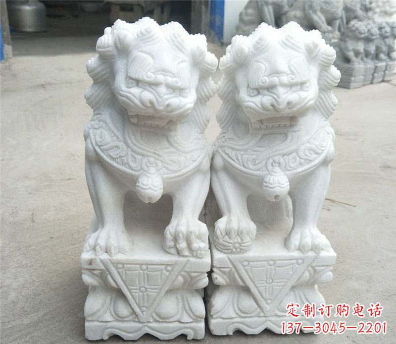 内江汉白玉酒店吉祥狮子门墩