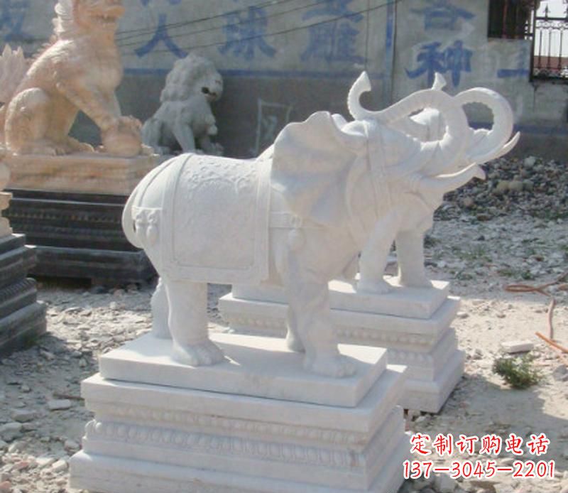 内江汉白玉天然大象雕塑