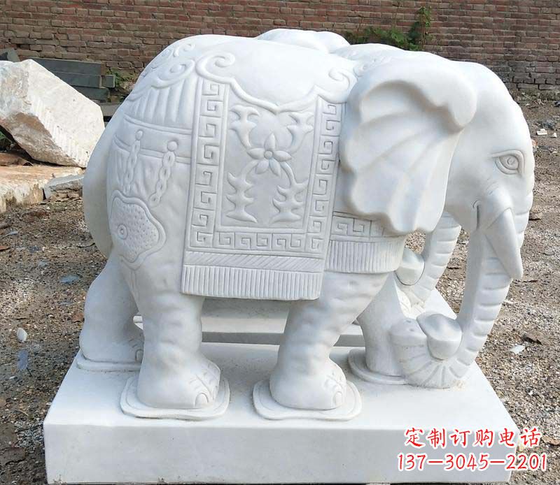 内江中领雕塑汉白玉卷鼻大象雕塑