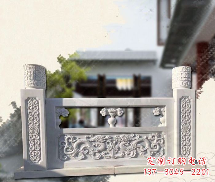 内江汉白玉龙石浮雕栏板