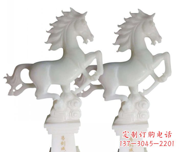 内江汉白玉马雕塑,以自然质朴大气