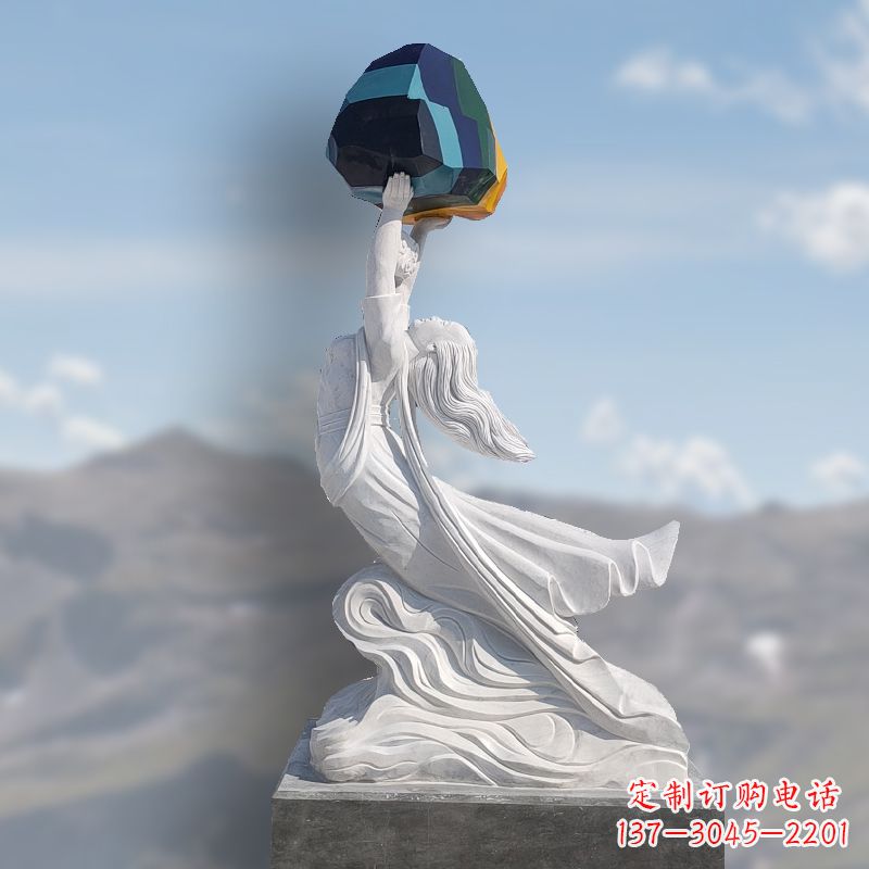 内江领雕塑精美雕刻的女娲补天石雕塑