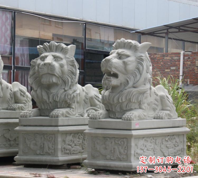 内江汉白玉狮子雕塑,欧式风格精美雕塑