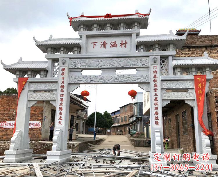 内江精美绝伦的汉白玉牌坊石雕