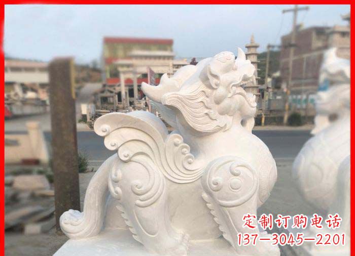 内江中领雕塑:精美汉白玉貔貅门口招财石雕