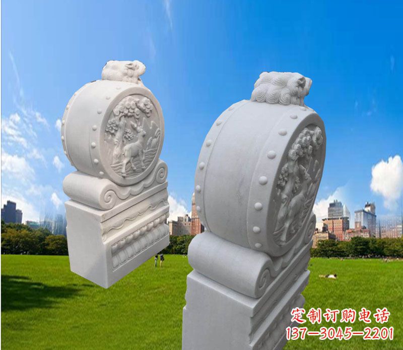 内江精致的汉白玉门墩雕塑