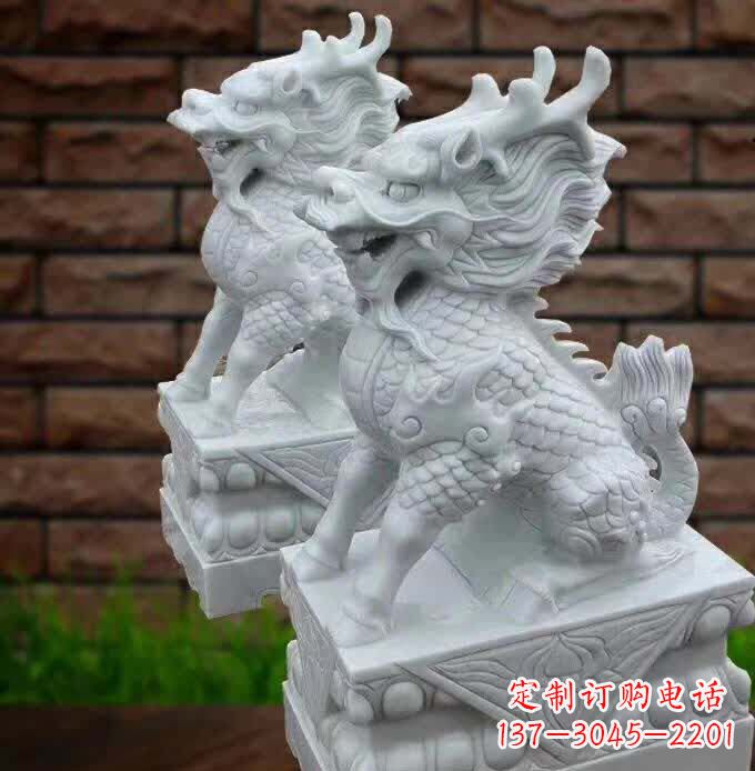 内江汉白玉麒麟雕塑1