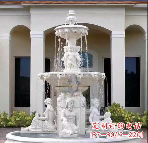 内江汉白玉精美完美的喷泉雕塑