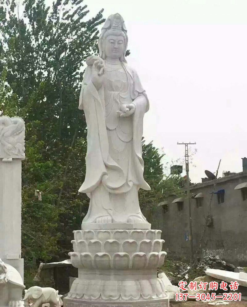 内江汉白玉洒水观音驻颜祥和