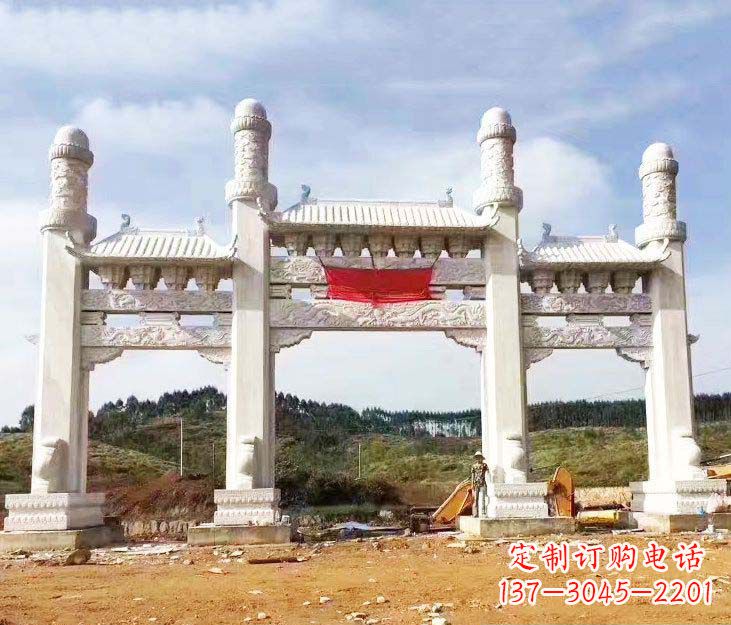 内江精美白玉牌坊石雕,品质缔造传世绝品