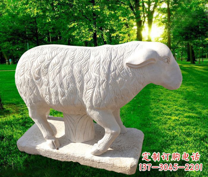 内江中领雕塑的汉白玉山羊石雕是一件雕刻精美的…