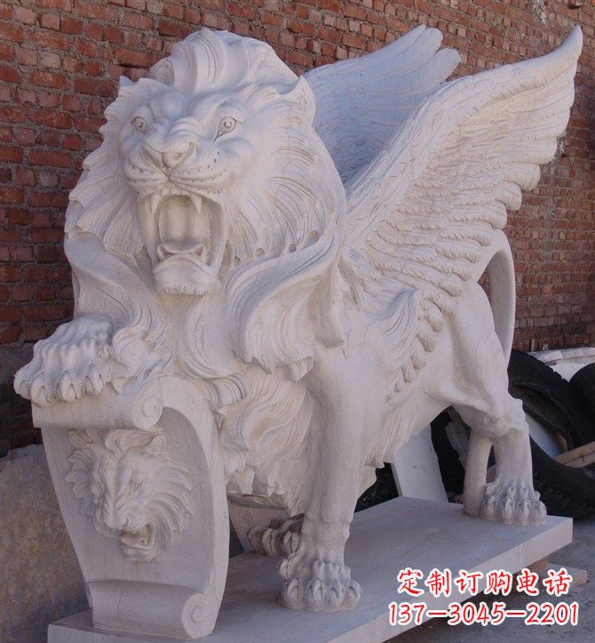 内江汉白玉圣马可飞狮石雕,精致品质保证