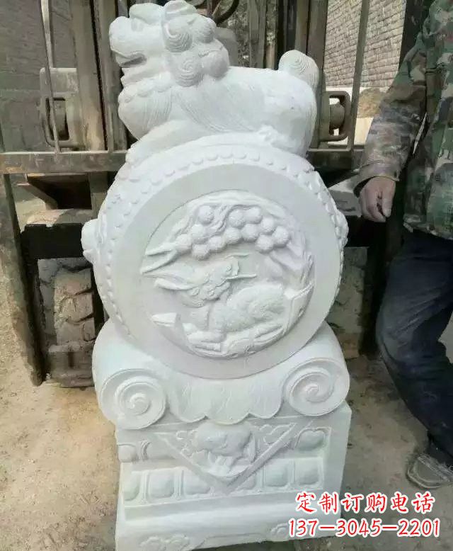 内江中领雕塑出品,精雕细琢汉白玉狮子门墩