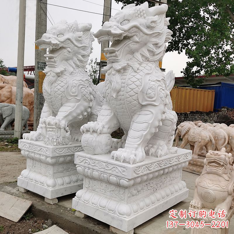 内江汉白玉麒麟雕塑,承载古典之美