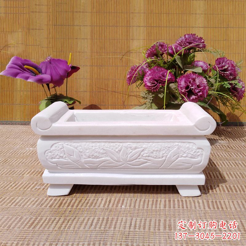 内江汉白玉石特色香炉雕塑