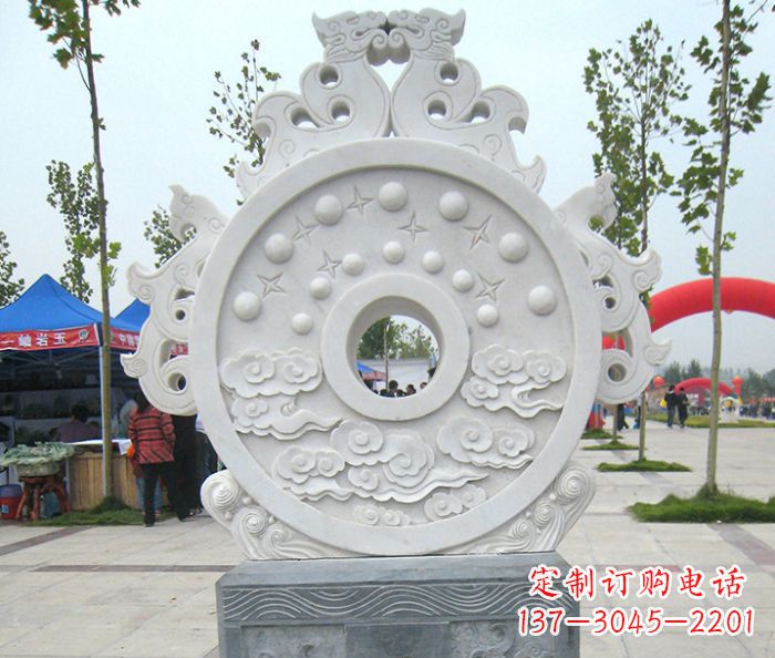 内江精雕细琢汉白玉双龙石门墩雕塑