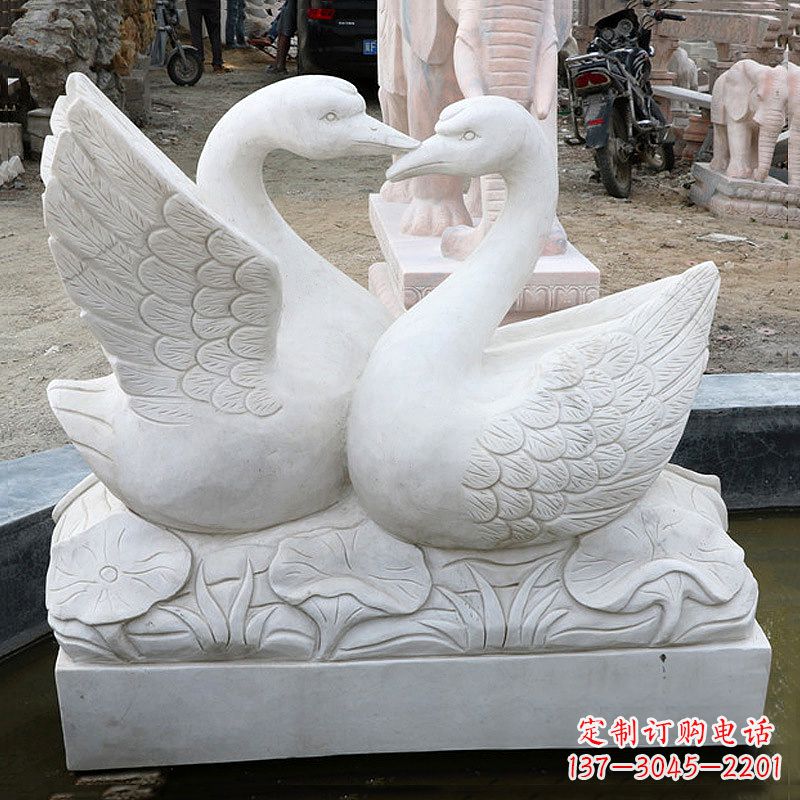 内江精美绝伦的汉白玉天鹅石雕塑