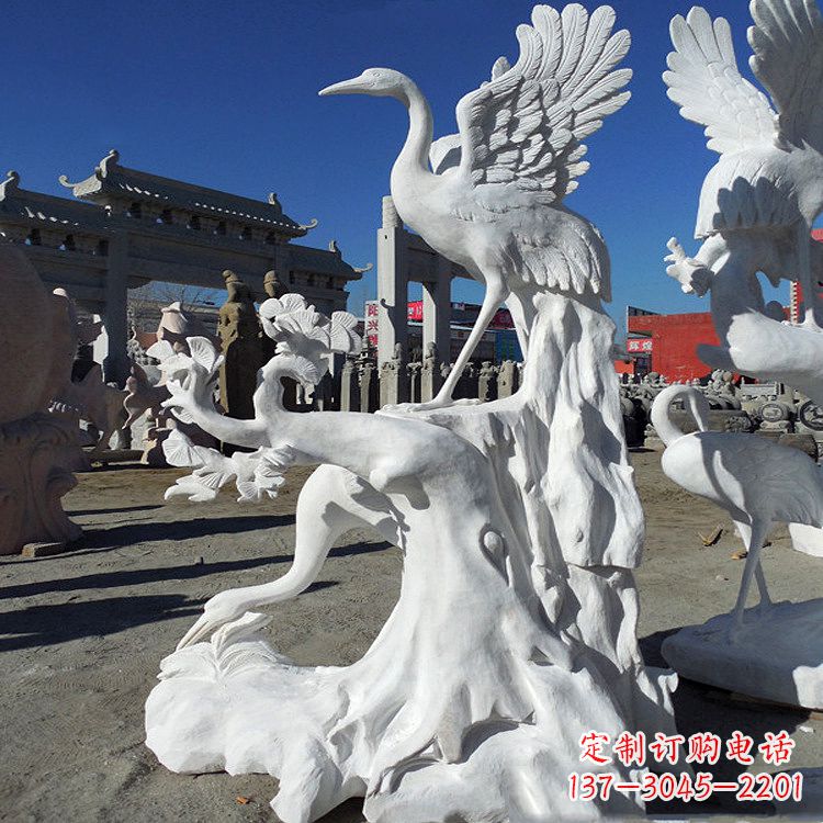 内江汉白玉仙鹤景观石雕,让你的空间充满灵动之美