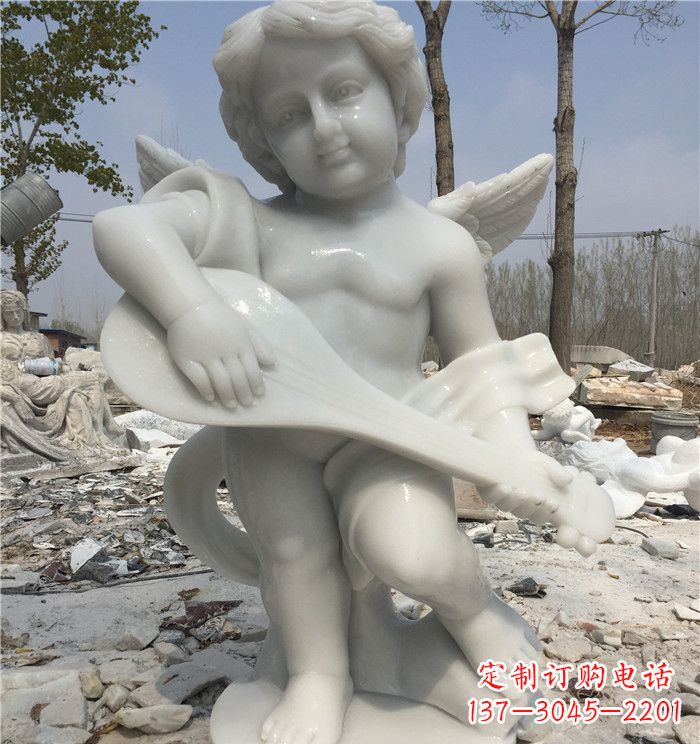 内江汉白玉小天使公园西方人物石雕 (2)