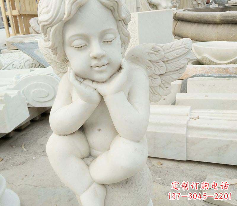 内江汉白玉小天使西方儿童石雕,让孩子们拥有属于自己的天使