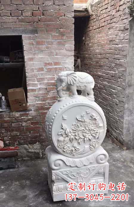 内江汉白玉小象抱鼓石雕塑之美