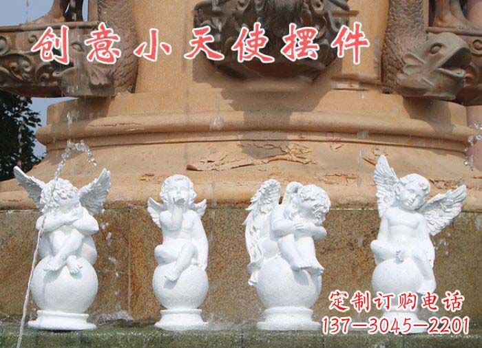 内江汉白玉小天使石柱小区景观石雕