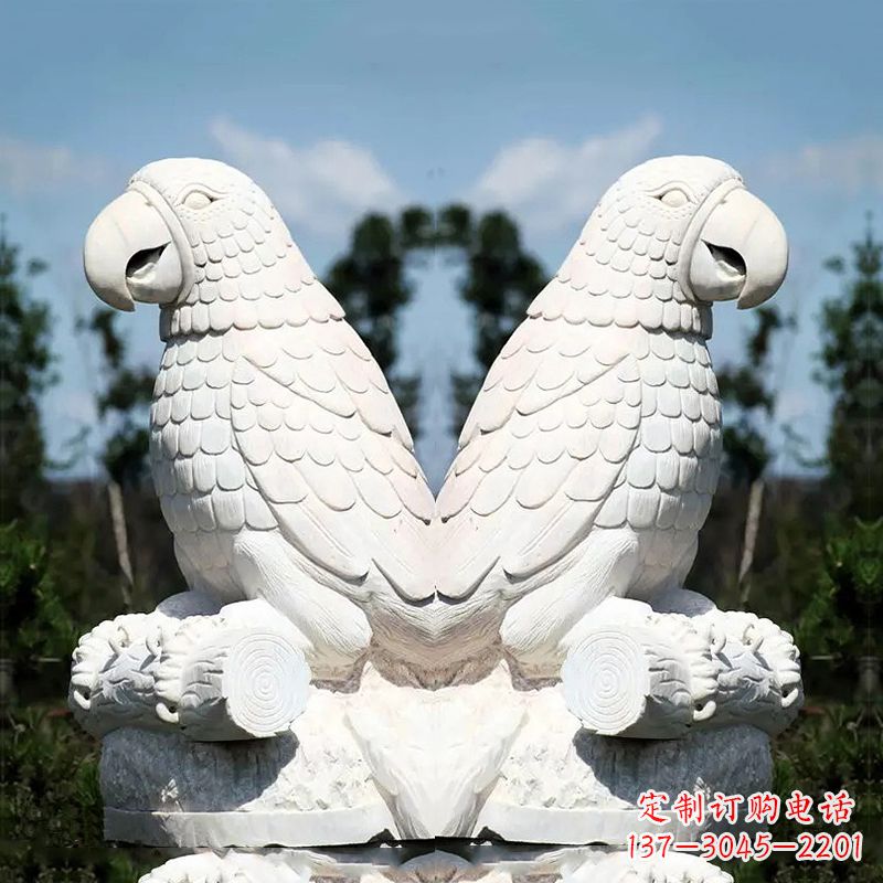 内江汉白玉鹦鹉石雕,令你赏心悦目