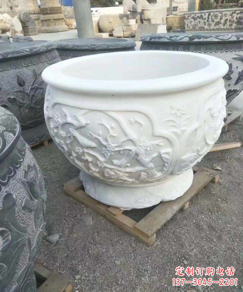 内江汉白玉圆形水缸