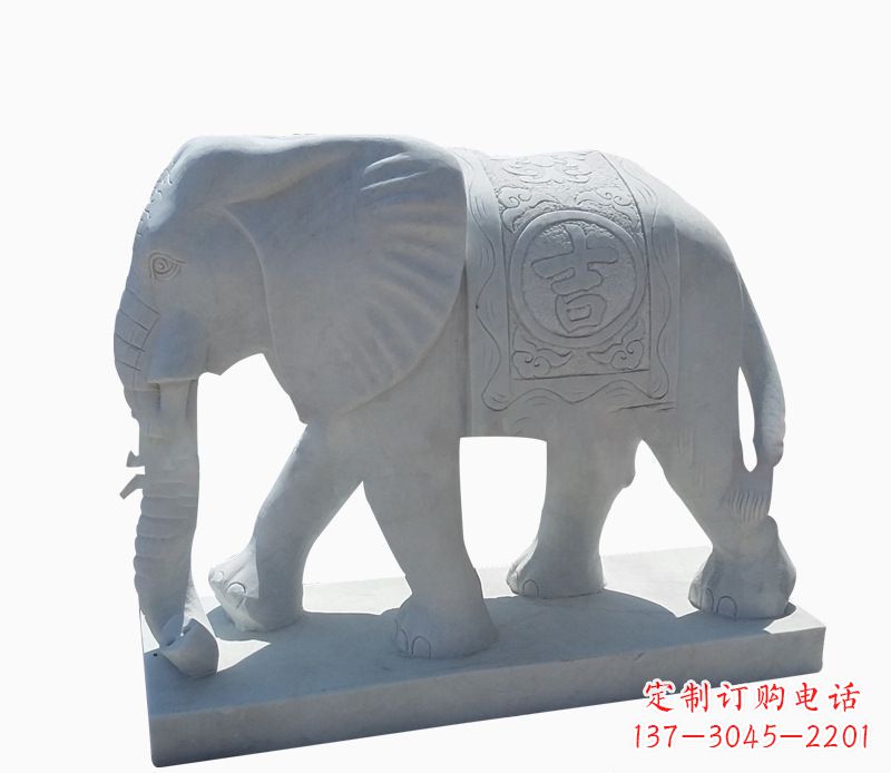 内江桃花开,当铺金,汉白玉大象雕塑,吉祥引财